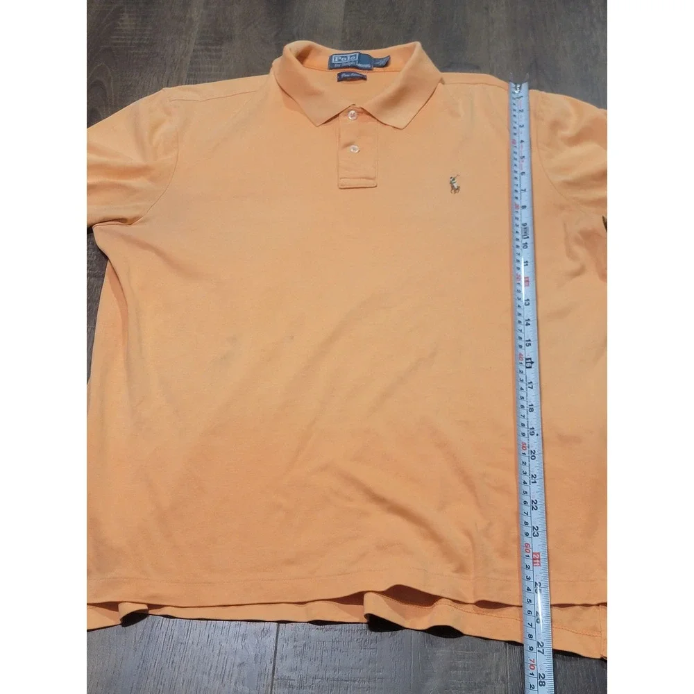 Polo Ralph Lauren Mens Orange Pima Interlock Cotton Short Sleeve Polo Shirt L